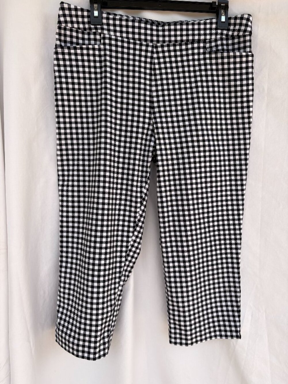 Time and Tru Black White Gingham Pull-On Pants Size Large